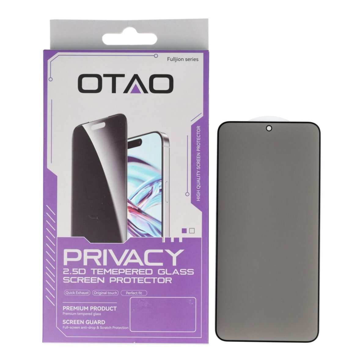 Samsung S25 black pilnas OTAO PRIVACY apsauginis stiklas 1