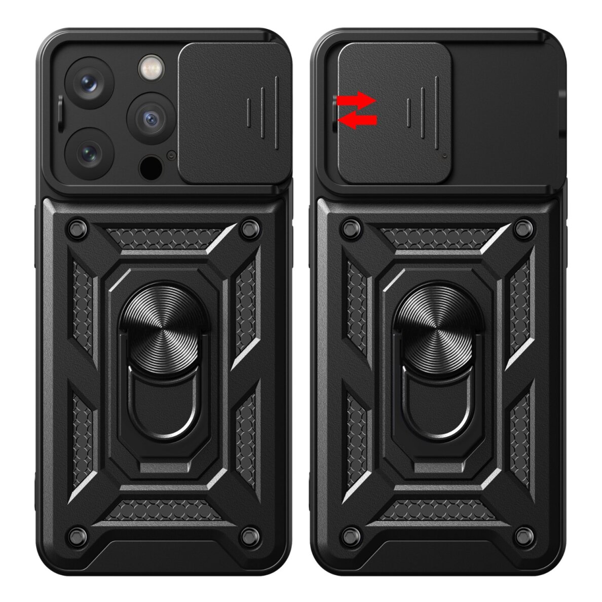 Samsung S25 black RING ARMOR WITH CAMSHIELD nugarėlė 2