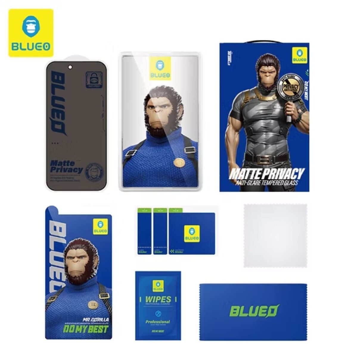 Samsung S25 PLUS / S24 PLUS juodas pilnas Mr.Monkey 5D PRIVACY MATTE stiklas 8