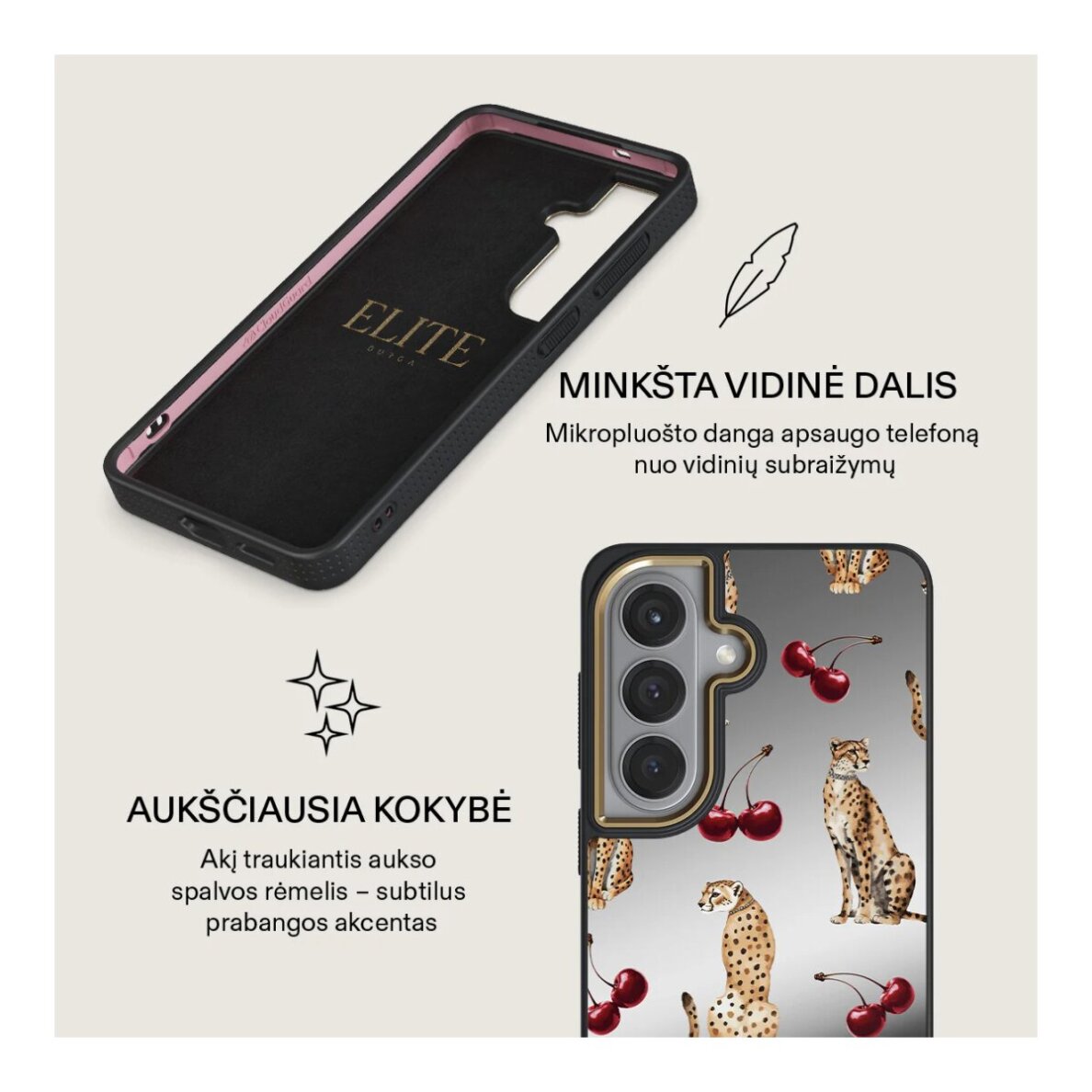 Samsung S26+ Elite Mirror Gold Magnetic Cougar BURGA nugarėlė 4