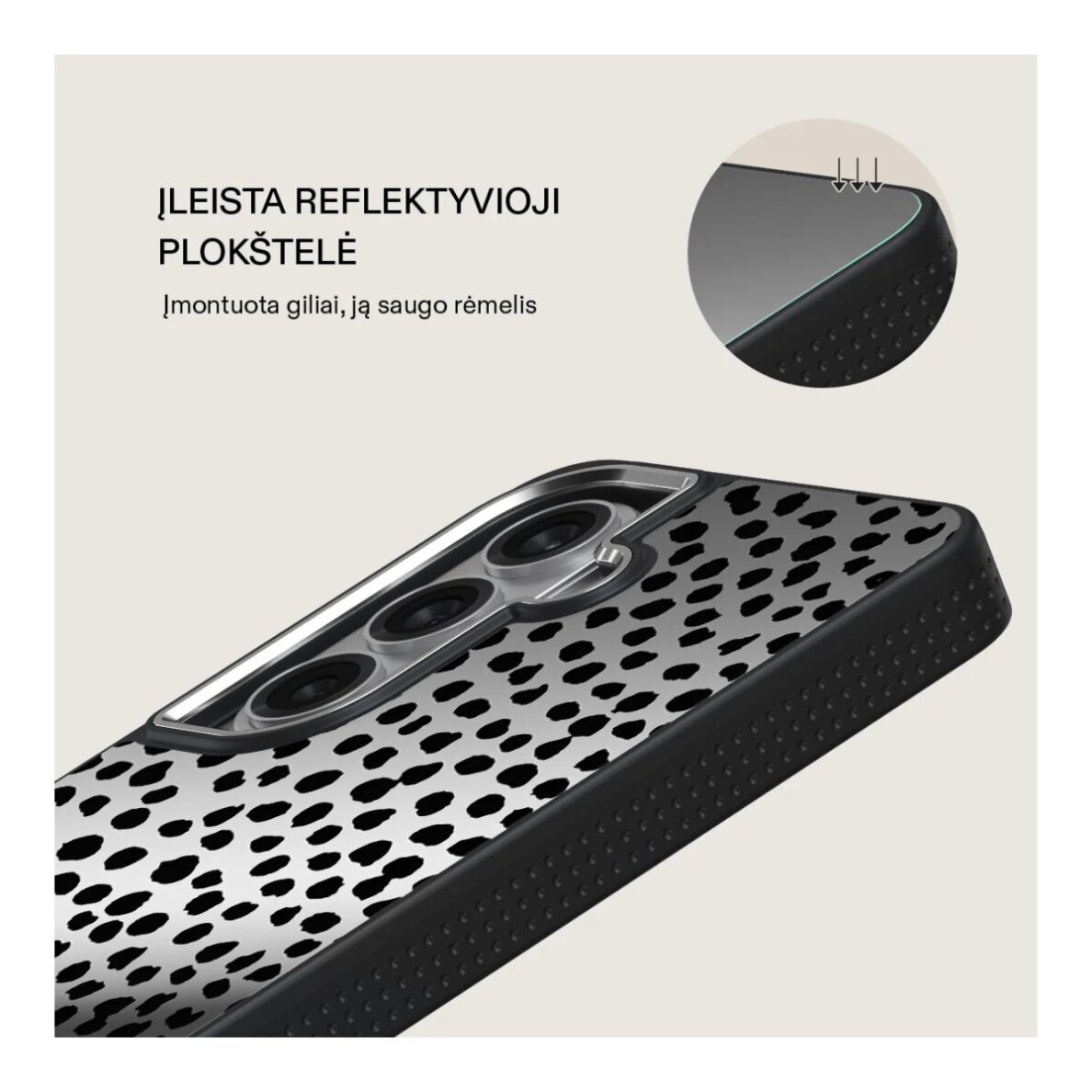 Samsung S26+ Elite Mirror Gunmetal Magnetic Almond Latte BURGA nugarėlė 2