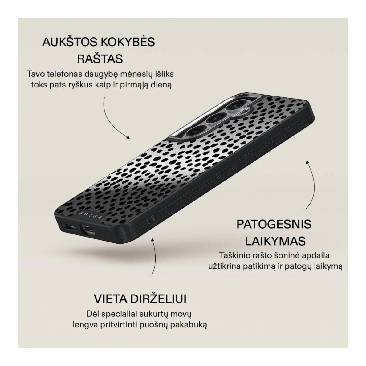 Samsung S26+ Elite Mirror Gunmetal Magnetic Almond Latte BURGA nugarėlė 3