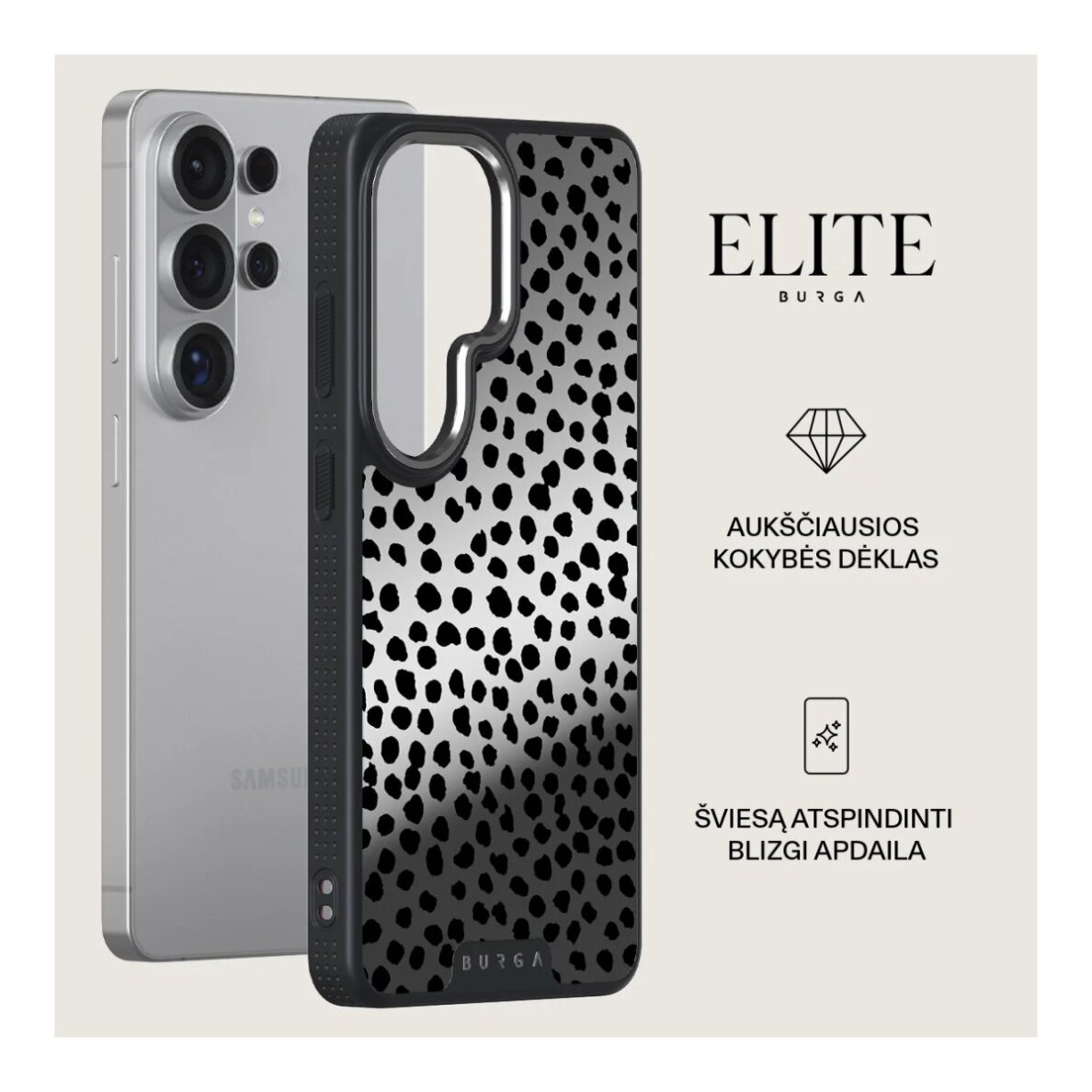 Samsung S26 ULTRA Elite Mirror Gunmetal Magnetic Almond Latte BURGA nugarėlė 1