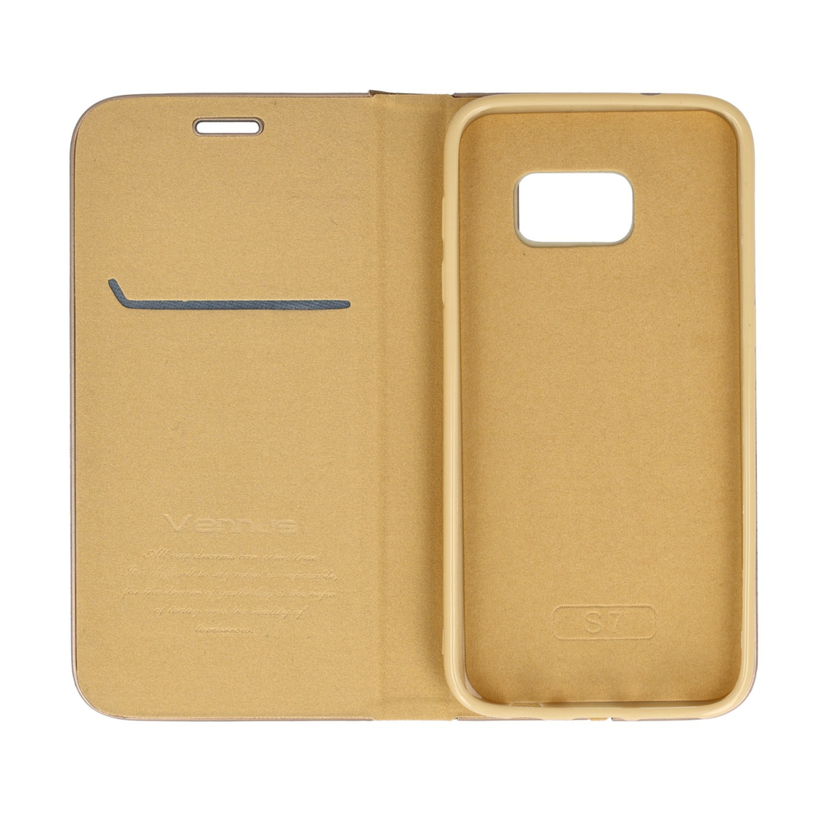Samsung S7 aukso spalvos VENBOOK dėklas 2