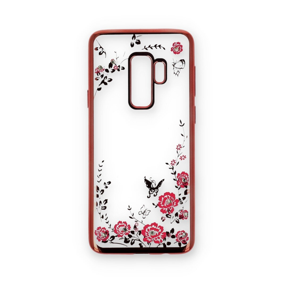 Samsung S9 PLUS rausva perfect FLOWERS nugarėlė