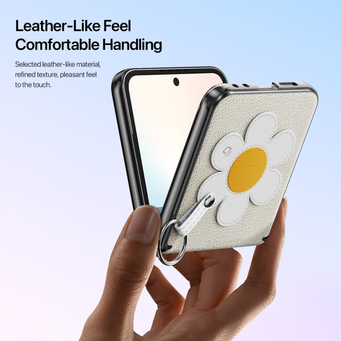 Samsung Z Flip7 FE 5G / Z FLIP6 5G starlight DUX DUCIS Luvy Series Daisy Edition nugarėlė 1