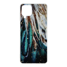 Samsung A12 Gold Glam Feathers nugarėlė