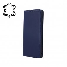 Samsung A14 5G mėlynas odinis GENUINE dėklas
