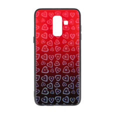 Samsung A6 PLUS 2018 raudona HEART GLASS nugarėlė