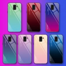 Samsung A7 2018 rožinė+juoda AURORA GLASS nugarėlė