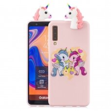 Samsung A7 2018 šviesiai rožinė nugarėlė Unicorn 4D