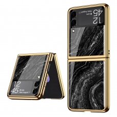 Samsung FLIP3 5G juoda GKK GLASS nugarėlė Marble 08
