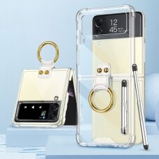 Samsung FLIP4 5G GKK RING nugarėlė plastikas+silikonas with PEN skaidri
