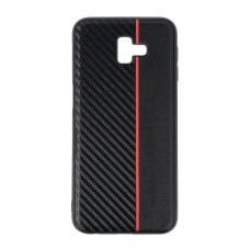 Samsung J6 PLUS juoda+raudona MOTO CARBON nugarėlė