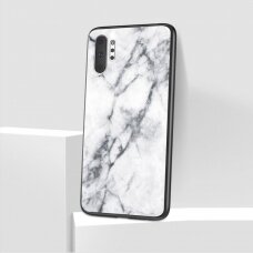 Samsung Note 10 PLUS nugarėlė GLASS White marble