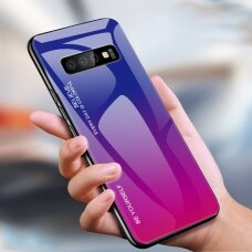 Samsung S10 PLUS mėlyna+rožinė tracy GLASS nugarėlė