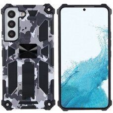 Samsung S22 PLUS juoda camouflage ARMOR METAL nugarėlė