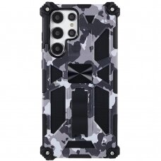Samsung S22 ULTRA juoda camouflage ARMOR METAL nugarėlė