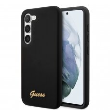 Samsung S23 PLUS black Liquid Silicone Metal GUESS nugarėlė