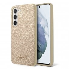 Samsung S23 PLUS gold Glitter Flakes GUESS nugarėlė