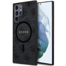 Samsung S24 ULTRA black Magsafe 4G Collection Leather Metal Logo GUESS nugarėlė
