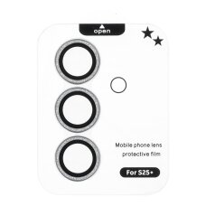 Samsung S25+ apsauginis glitter OTAO Silver Blink galinės kameros stiklas