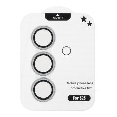 Samsung S25 apsauginis glitter OTAO Silver Blink galinės kameros stiklas