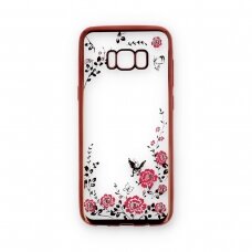 Samsung S8 PLUS rausva perfect FLOWERS nugarėlė