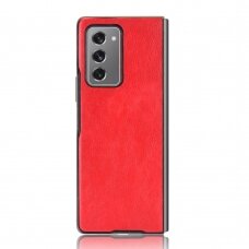 Samsung Z Fold2 raudona leather nugarėlė