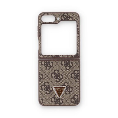 Samsung FLIP5 5G brown PU Leather Triangle GUESS nugarėlė Samsung FLIP5 5G brown PU Leather Triangle GUESS nugarėlė