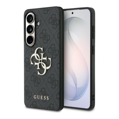 Samsung S26 FE black MagSafe PU 4G Ring Classic Logo GUESS nugarėlė Samsung S26 FE black MagSafe PU 4G Ring Classic Logo GUESS nugarėlė