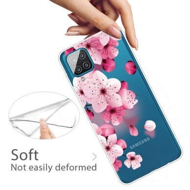 Samsung A12 Tracy clear nugarėlė Pink Flower 1