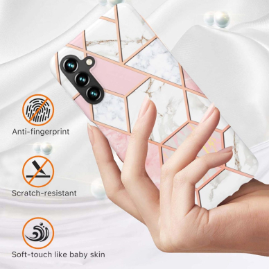 Samsung A14 5G Tracy nugarėlė MILKY WAY MARBLE Geometric marble white/pink 1
