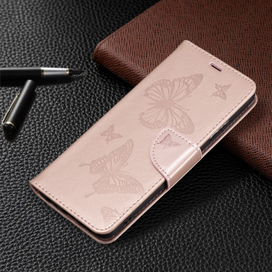 Samsung A22 5G rausvas Tracy K.FLEXI dėklas Drugeliai 5