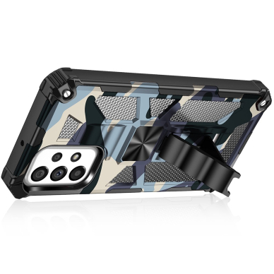 Samsung A23/A23 5G juoda camouflage ARMOR METAL nugarėlė 1