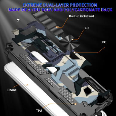 Samsung A23/A23 5G juoda camouflage ARMOR METAL nugarėlė 5
