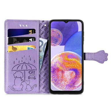 Samsung A23/A23 5G Tracy MEZZO violetinis Cat and Dog dėklas 1