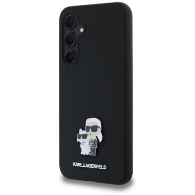 Samsung A35 5G black Liquid Silicone Karl&Choupette Metal Pin KARL LAGERFELD nugarėlė 1