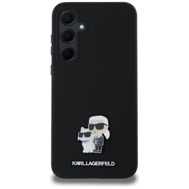 Samsung A35 5G black Liquid Silicone Karl&Choupette Metal Pin KARL LAGERFELD nugarėlė 2