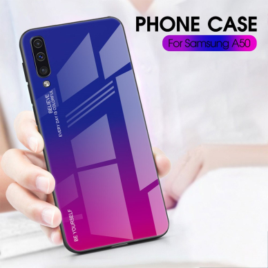 Samsung A50 mėlyna+rožinė tracy GLASS nugarėlė 6