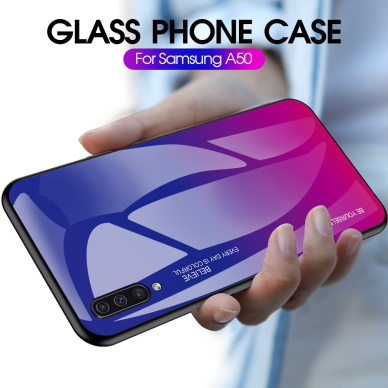 Samsung A50 mėlyna+rožinė tracy GLASS nugarėlė 7