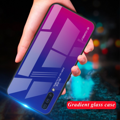Samsung A50 mėlyna+rožinė tracy GLASS nugarėlė 8