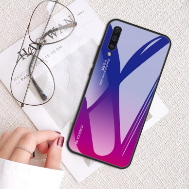 Samsung A50 mėlyna+rožinė tracy GLASS nugarėlė 2
