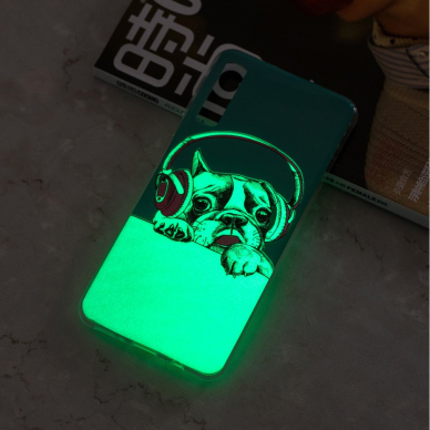 Samsung A50 Tracy šviečianti tamsoje nugarėlė Dog with Headset 1