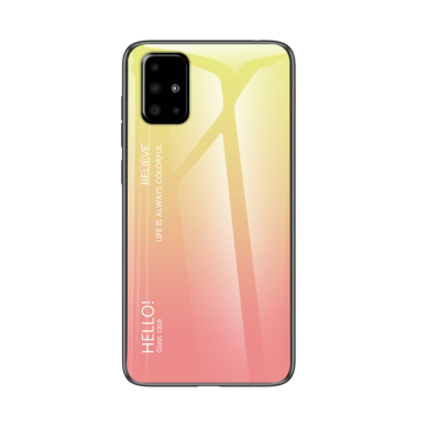 Samsung A51 geltona+rožinė Tracy GLASS nugarėlė 1