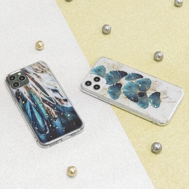 Samsung A51 Gold Glam Feathers nugarėlė 10