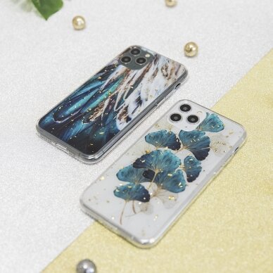 Samsung A51 Gold Glam Feathers nugarėlė 12