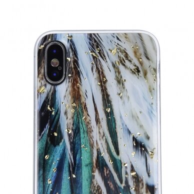Samsung A51 Gold Glam Feathers nugarėlė 3