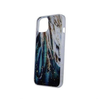 Samsung A51 Gold Glam Feathers nugarėlė 4