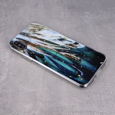 Samsung A51 Gold Glam Feathers nugarėlė 5
